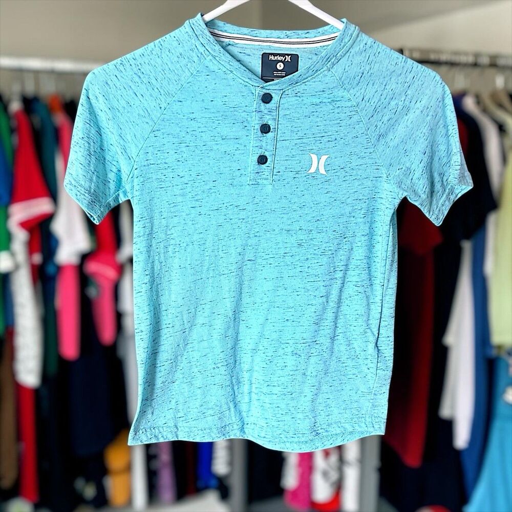 HURLEY Short Sleeve Cloud Slub V-Neck Tee Boys Size Small EUC